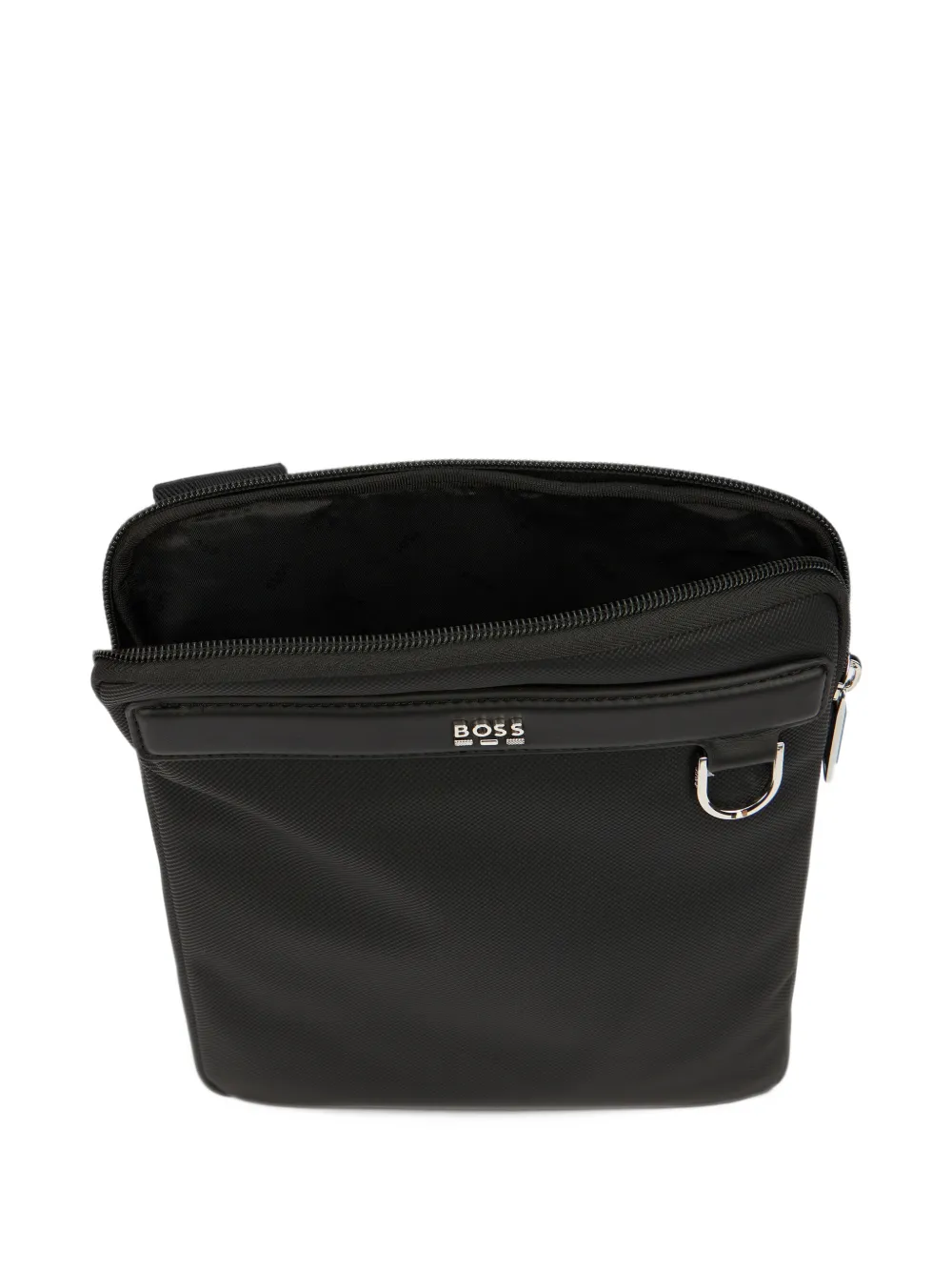 BOSS logo-plaque messenger bag Zwart