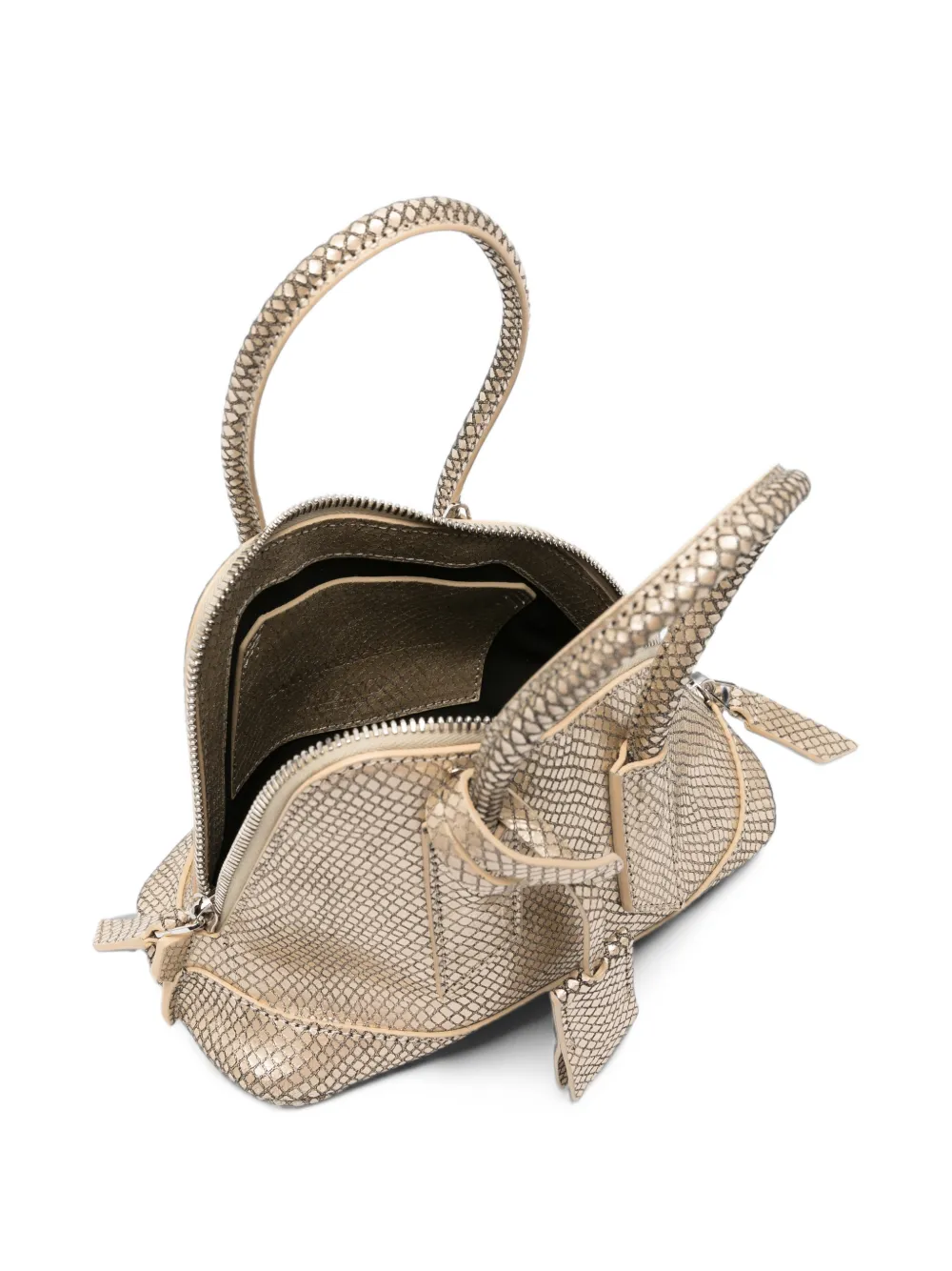 The Attico mini Sant Ambroeus snakeskin-effect asymmetric tote bag Goud