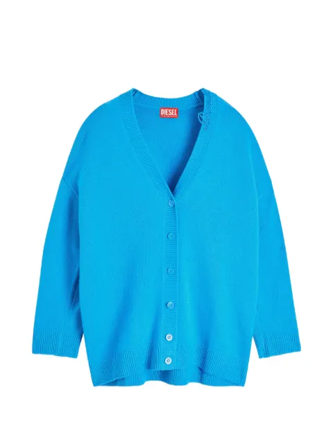 Diesel wool V-neck cardigan with neck logo