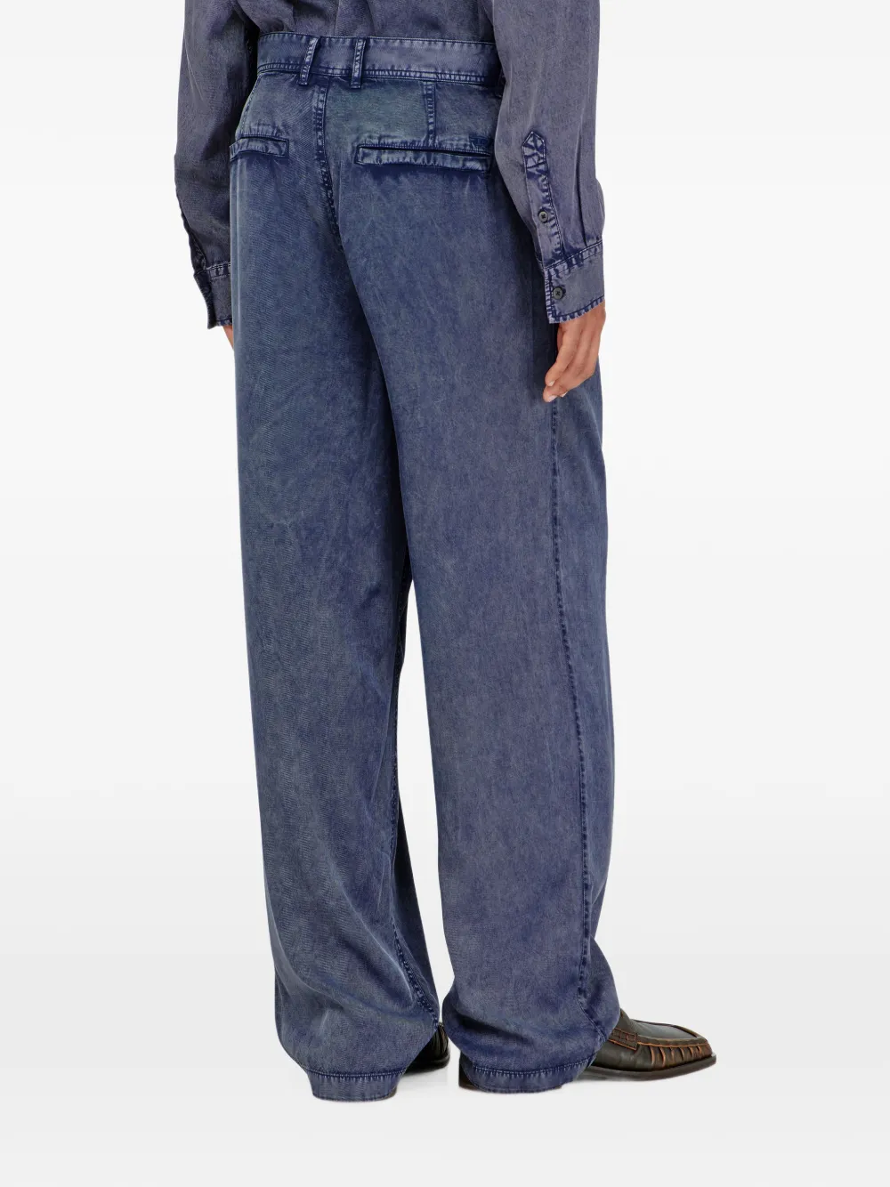 Diesel wide leg viscose denim effect trousers Blauw