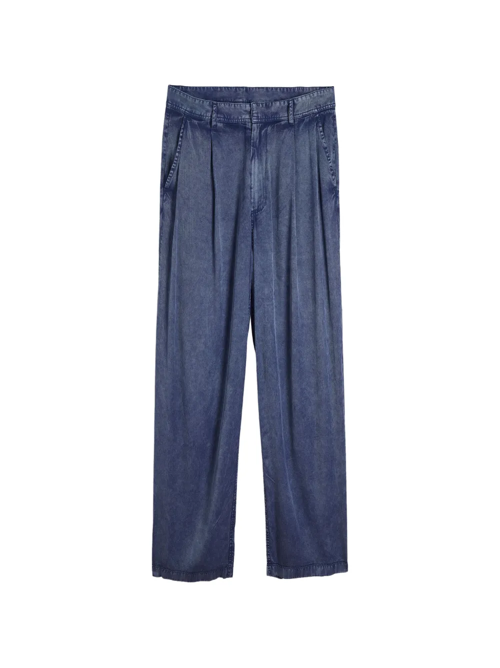 Diesel Wide Leg Viscose Denim Effect Trousers In Blau