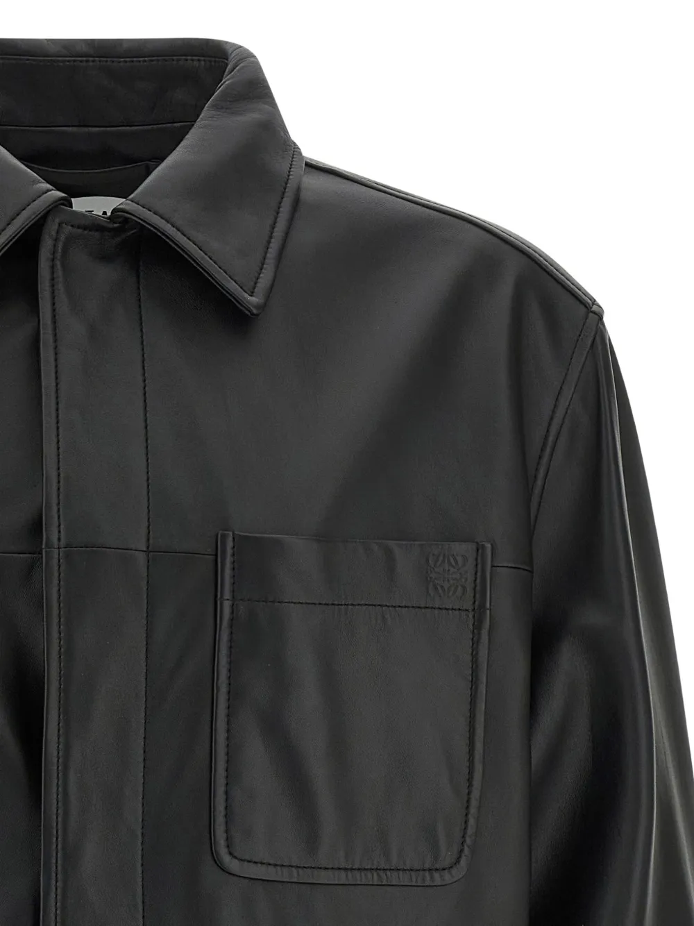 LOEWE Leren shirtjack Zwart
