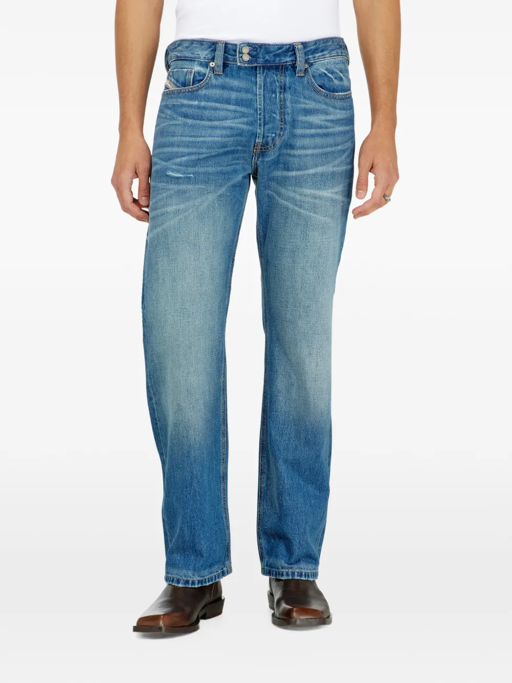 Diesel relaxed mid-waist jeans 1980 D-Eeper Blauw
