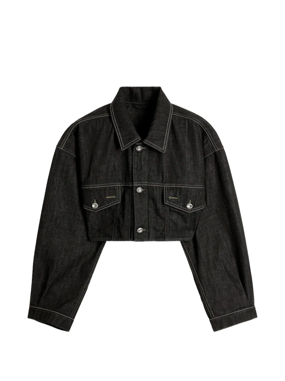 Diesel oversized cropped trucker jacket in rinse-denim - Schwarz