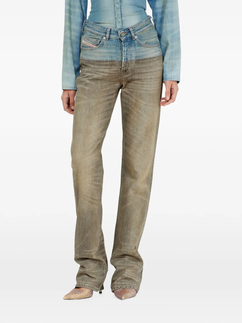 Diesel regular jeans high-waist D-Sie Grijs