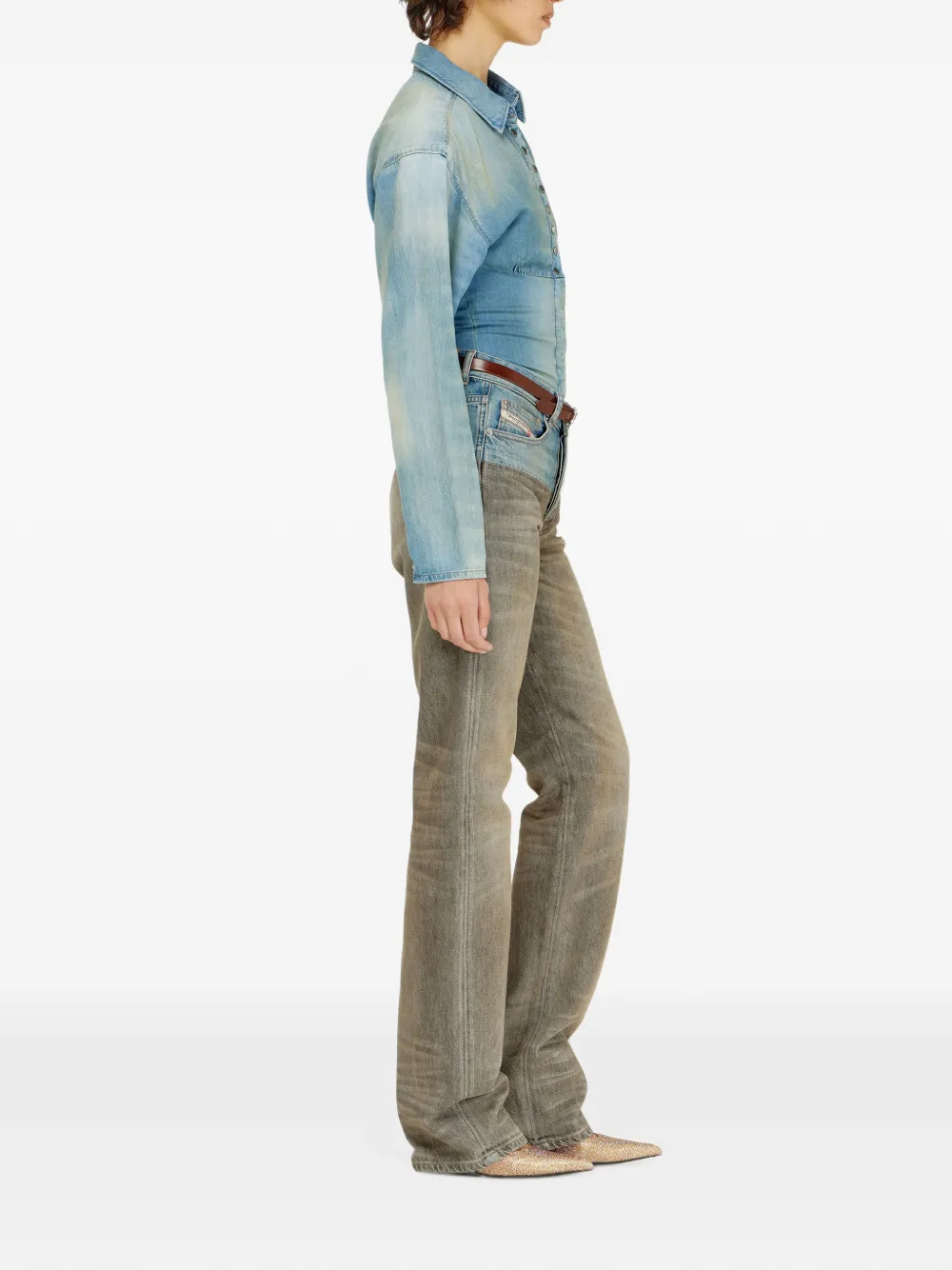 Diesel regular jeans high-waist D-Sie Grijs