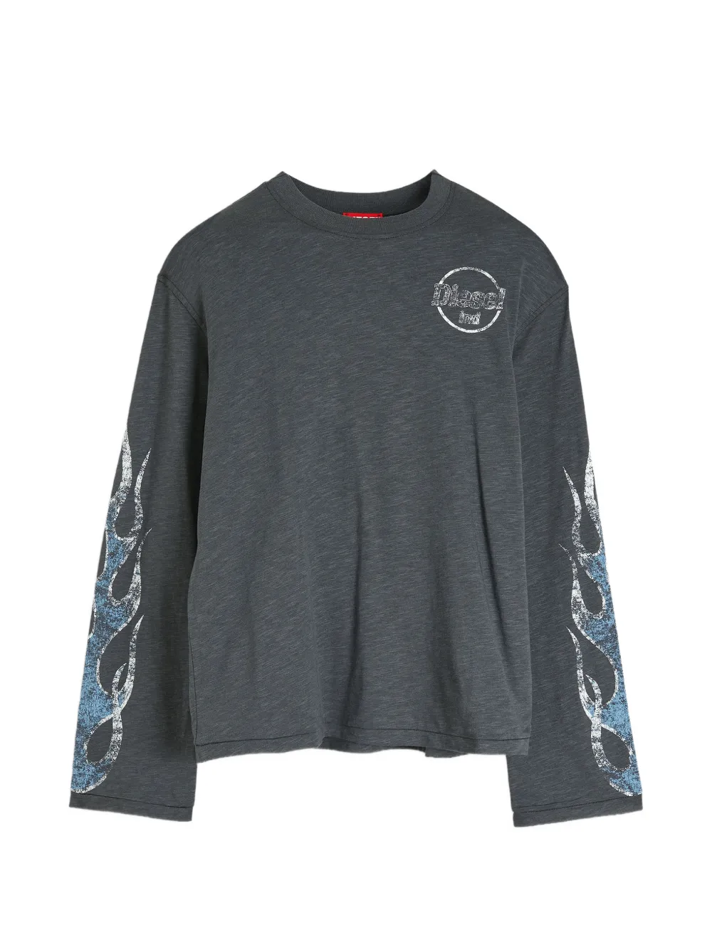Diesel long-sleeve T-shirt in slub jersey with crack print - Grigio