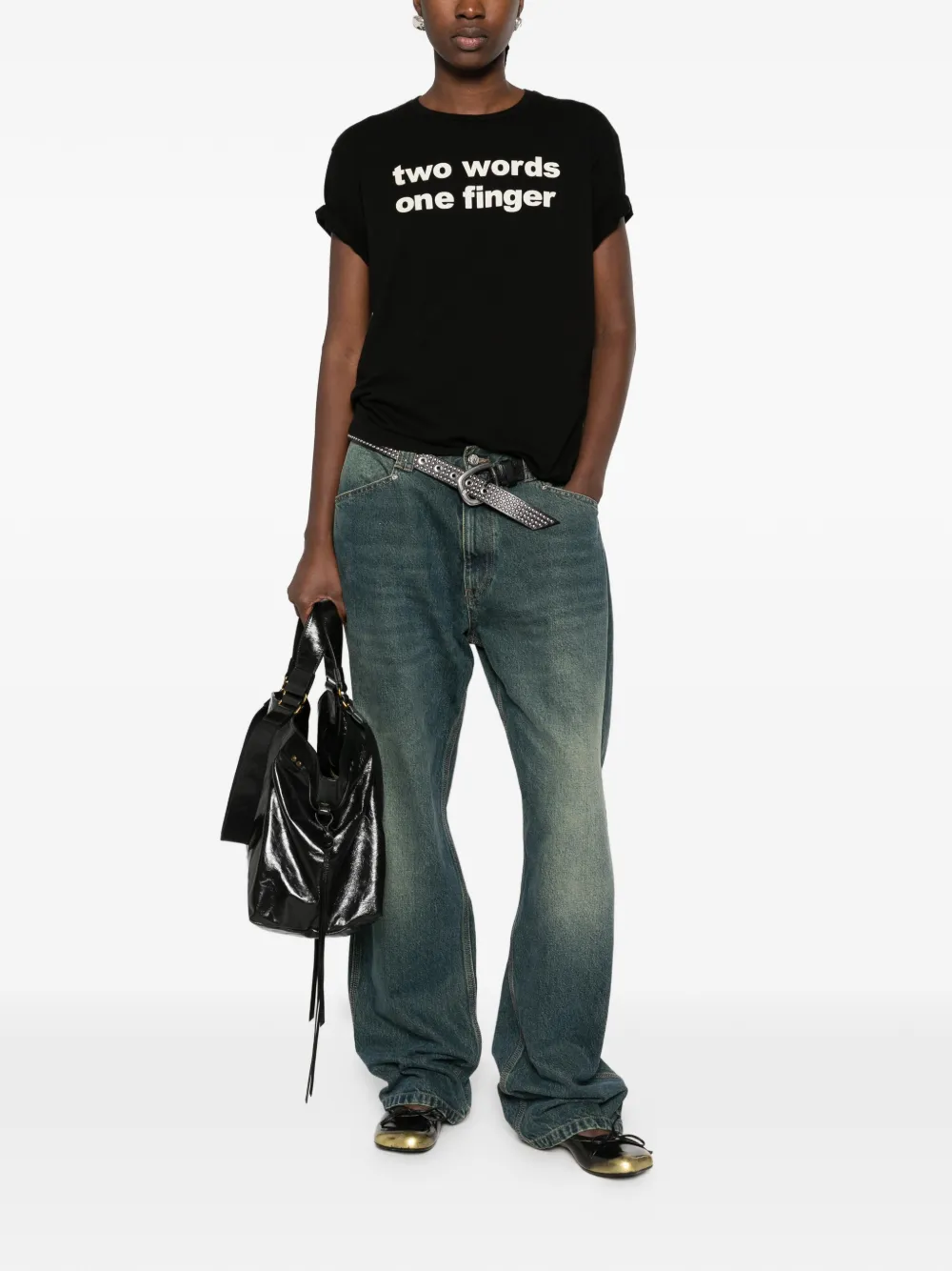 R13 slogan-print T-shirt Zwart