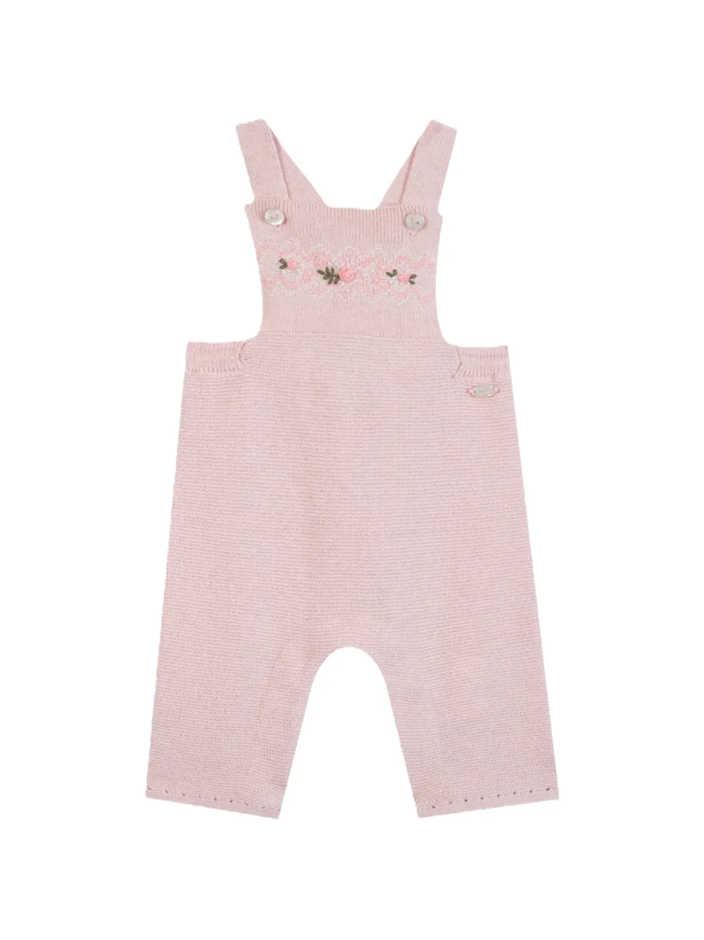 Tartine Et Chocolat embroidered-floral knitted dungarees - Rosa