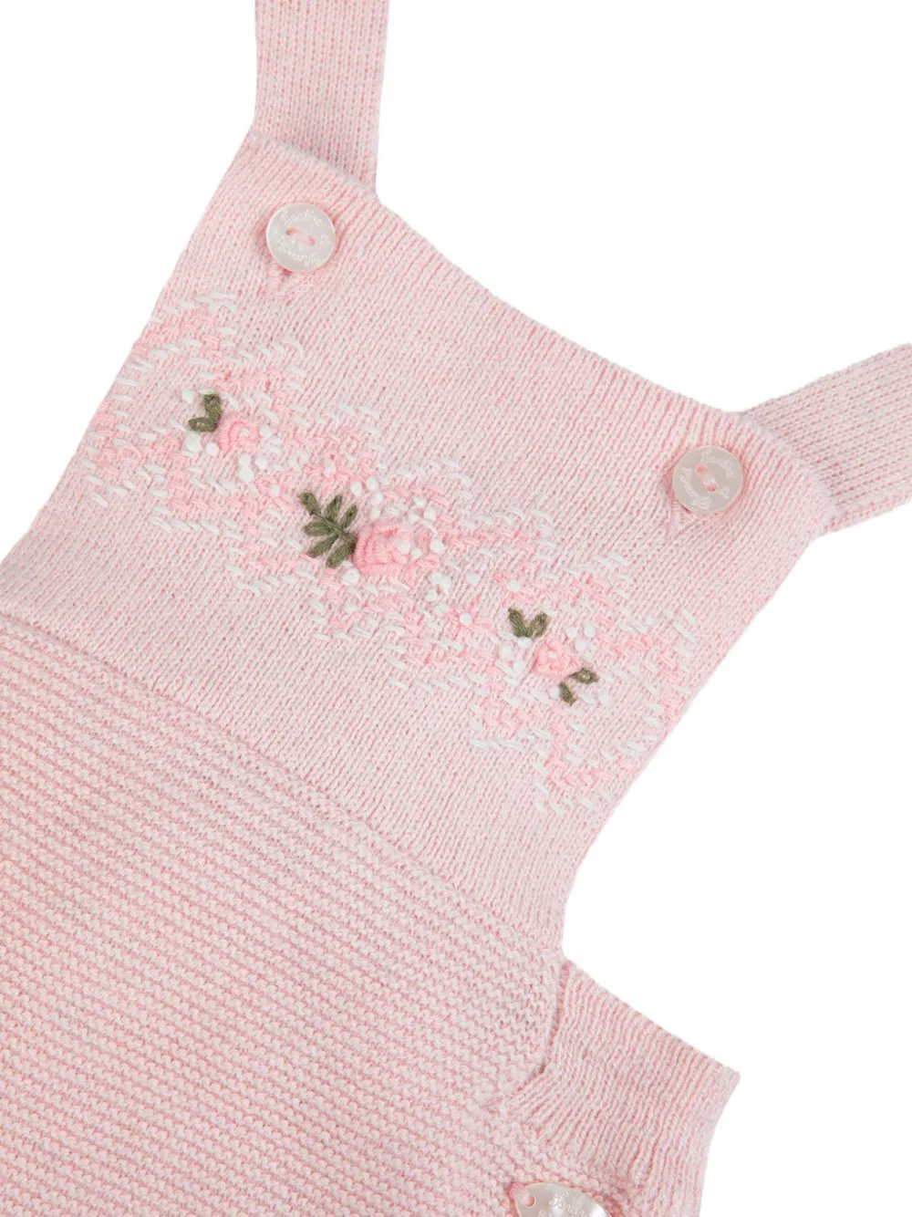Tartine Et Chocolat embroidered-floral knitted dungarees Roze