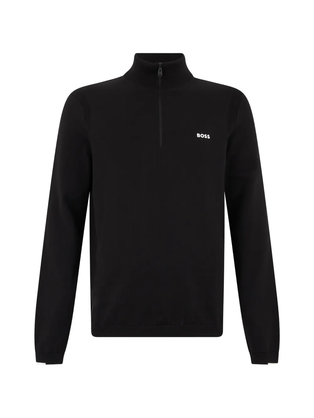 BOSS logo-embroidered quarter-zip sweater - Schwarz