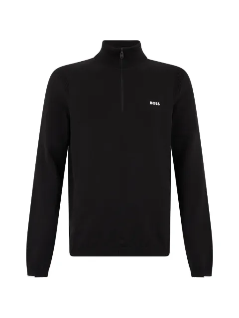 BOSS logo-embroidered quarter-zip sweater