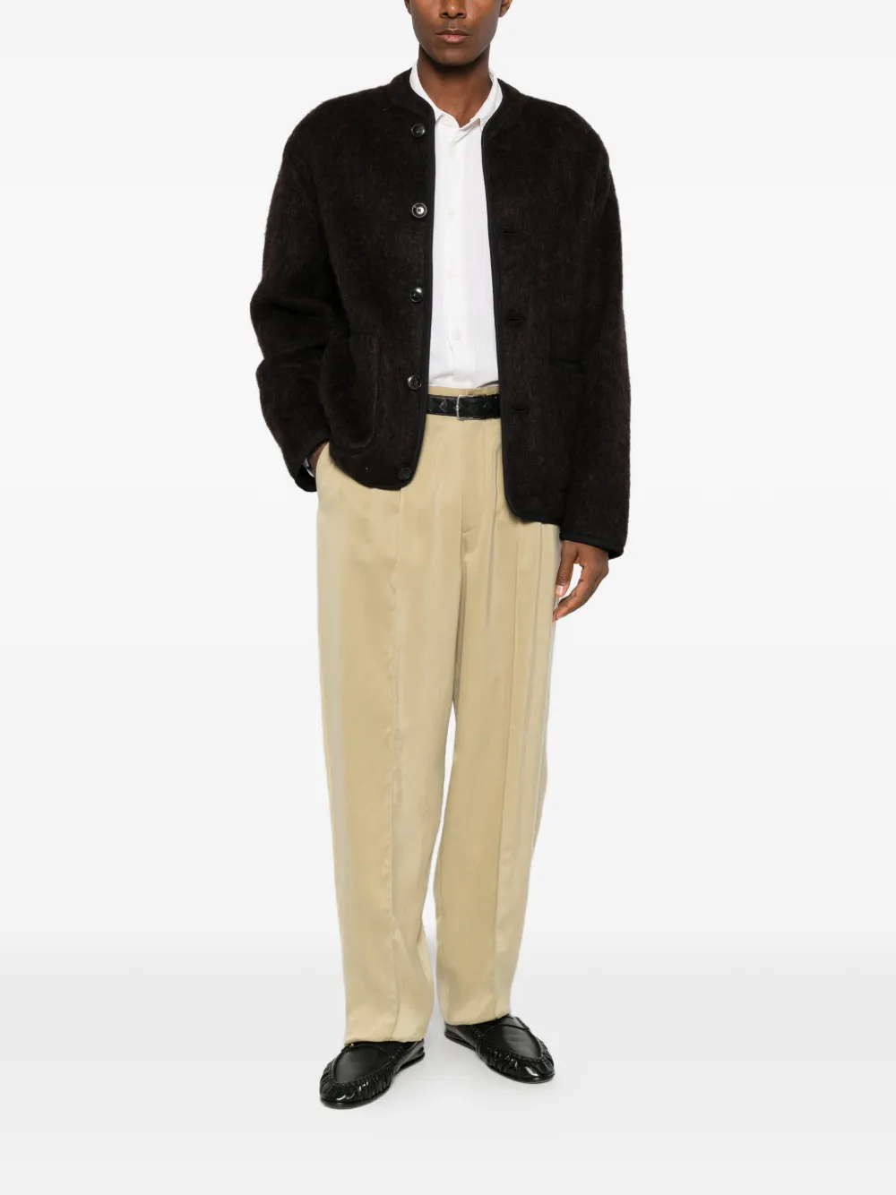 Giorgio Armani pleated straight-leg trousers Beige