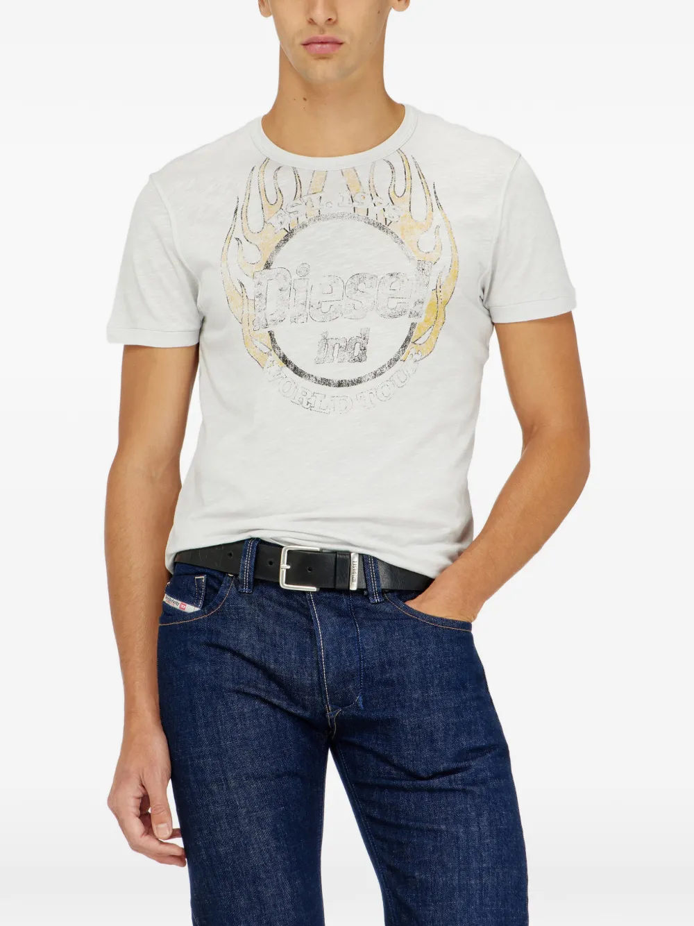 Diesel crack-print slub-jersey T-shirt Wit