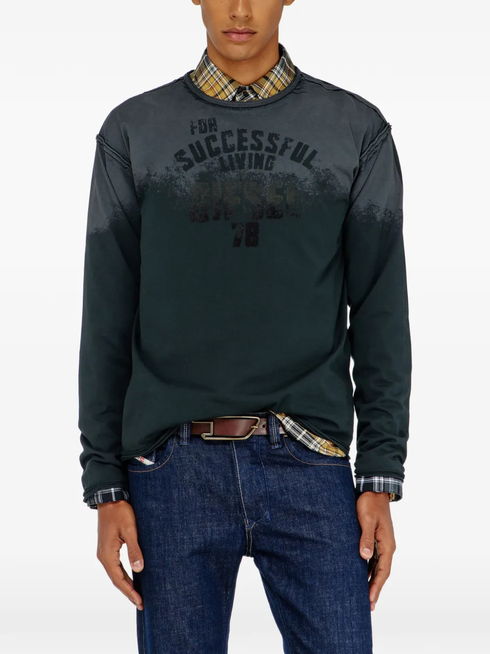 Diesel T-NORM-LS-RAW-NC T-shirt Groen