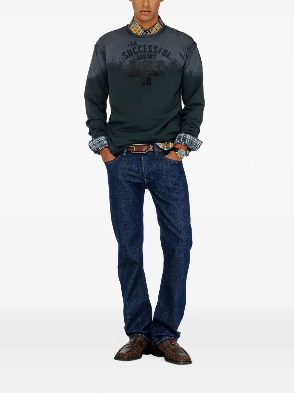 Diesel T-NORM-LS-RAW-NC T-shirt Groen