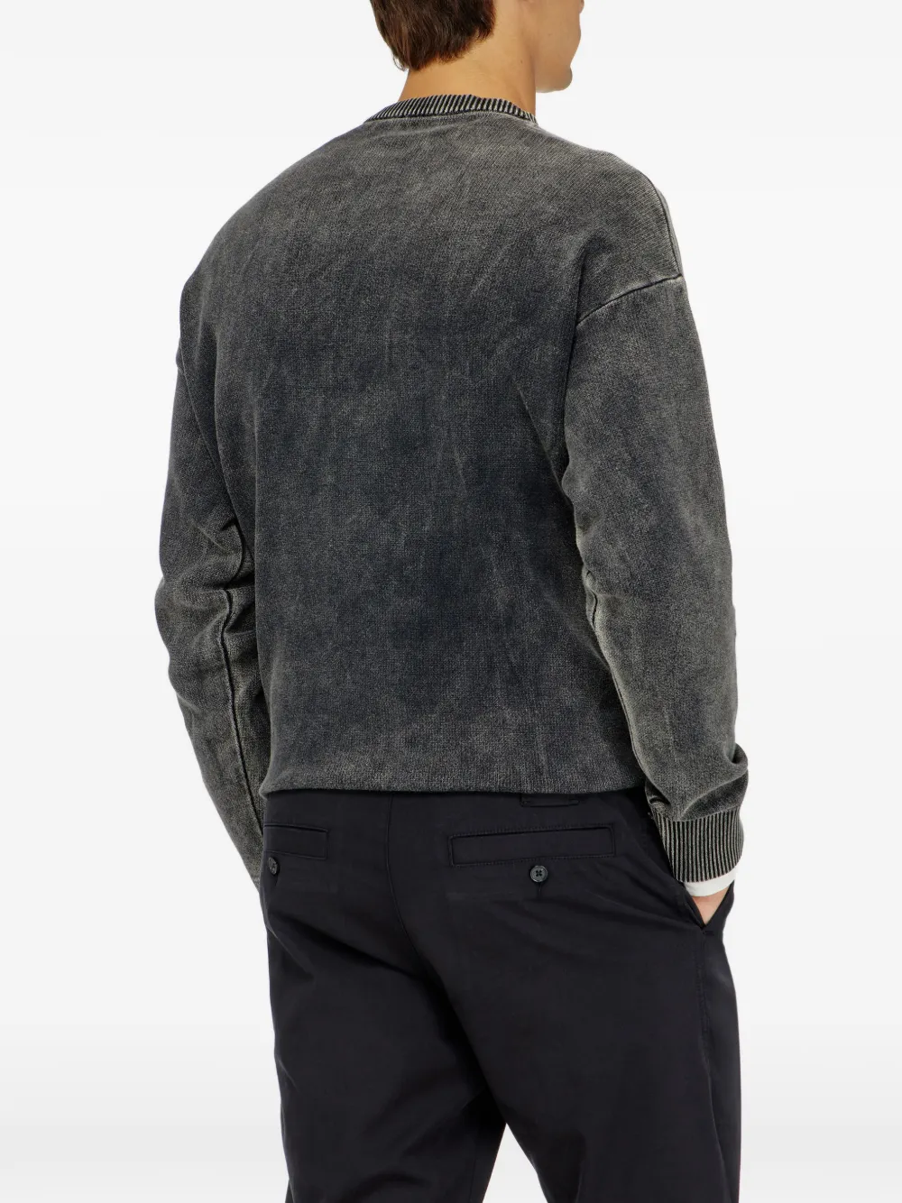 Diesel denim-effect jumper with Oval D logo Grijs
