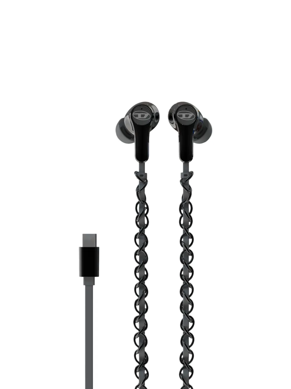 Diesel black wired earbuds and charms - Nero