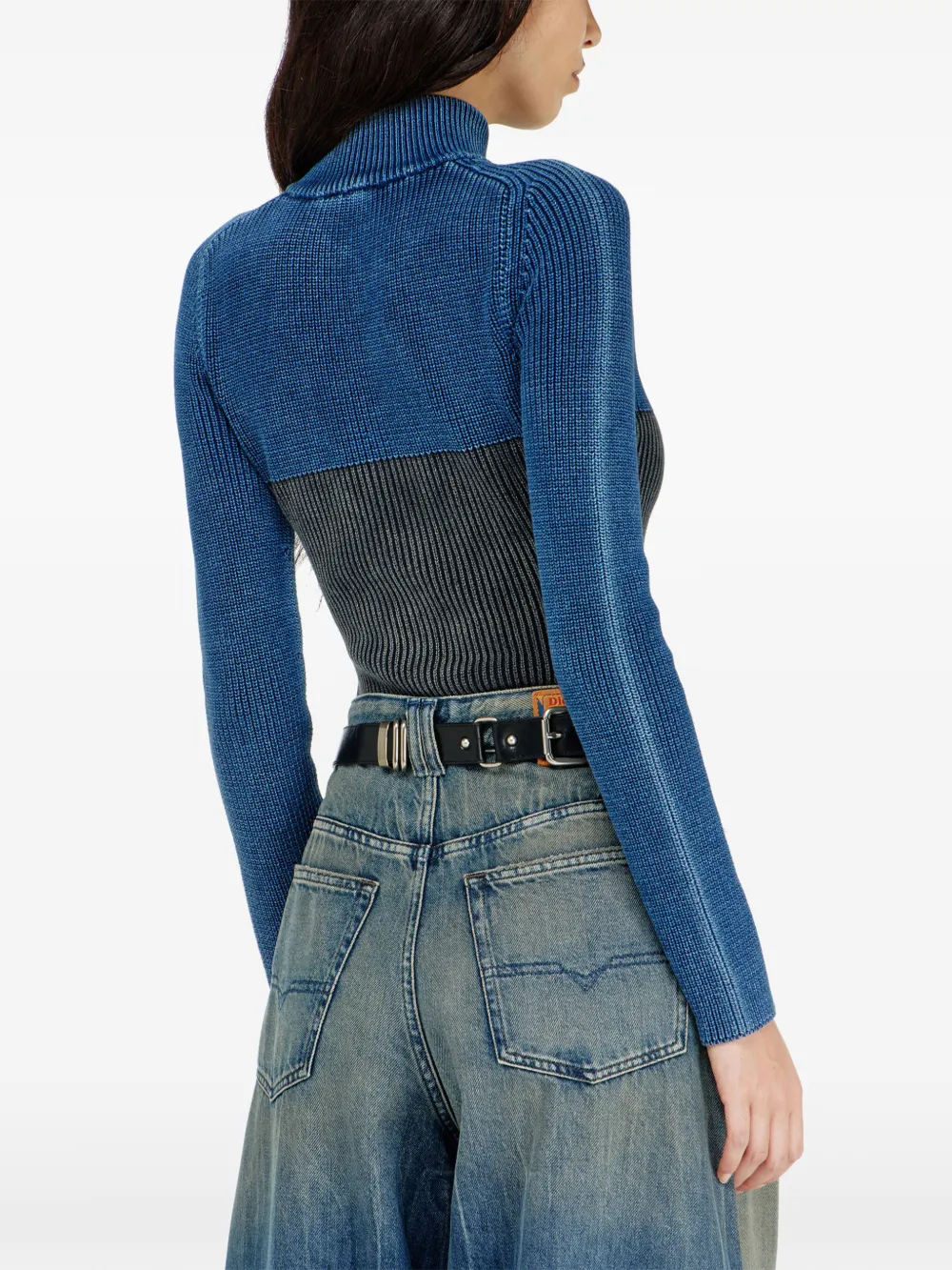Diesel zip-up cardigan with two-tone denim effect Blauw