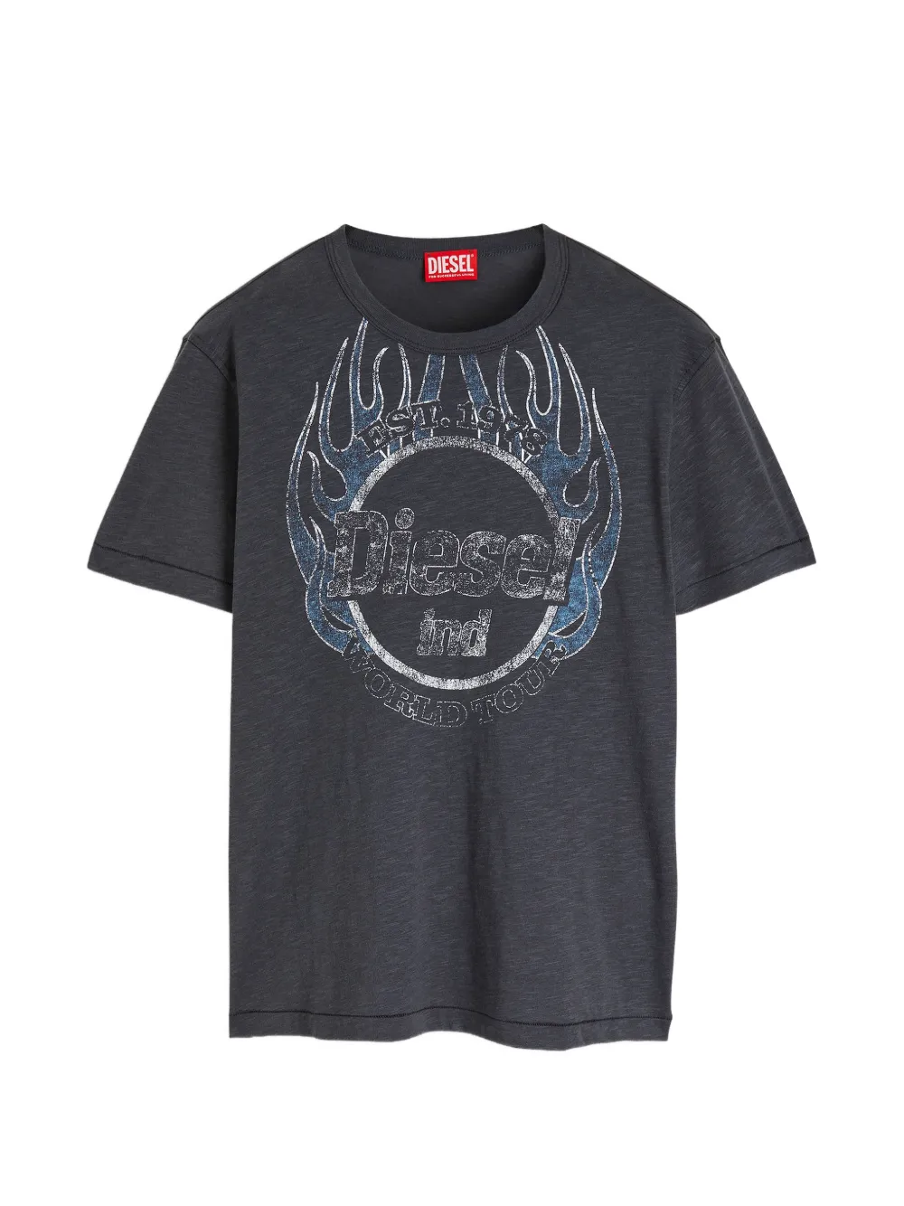 Diesel T-shirt in slub-jersey with crack print - Grigio