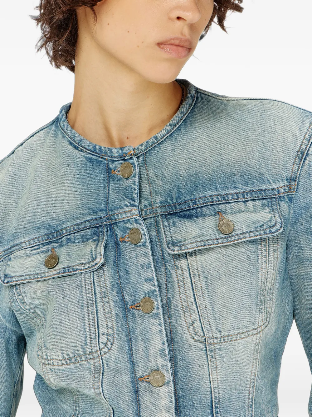 Diesel collarless denim jacket Blauw
