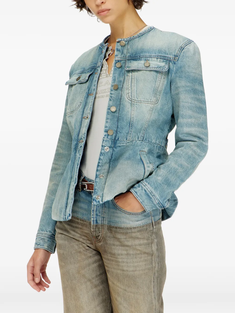 Diesel collarless denim jacket Blauw