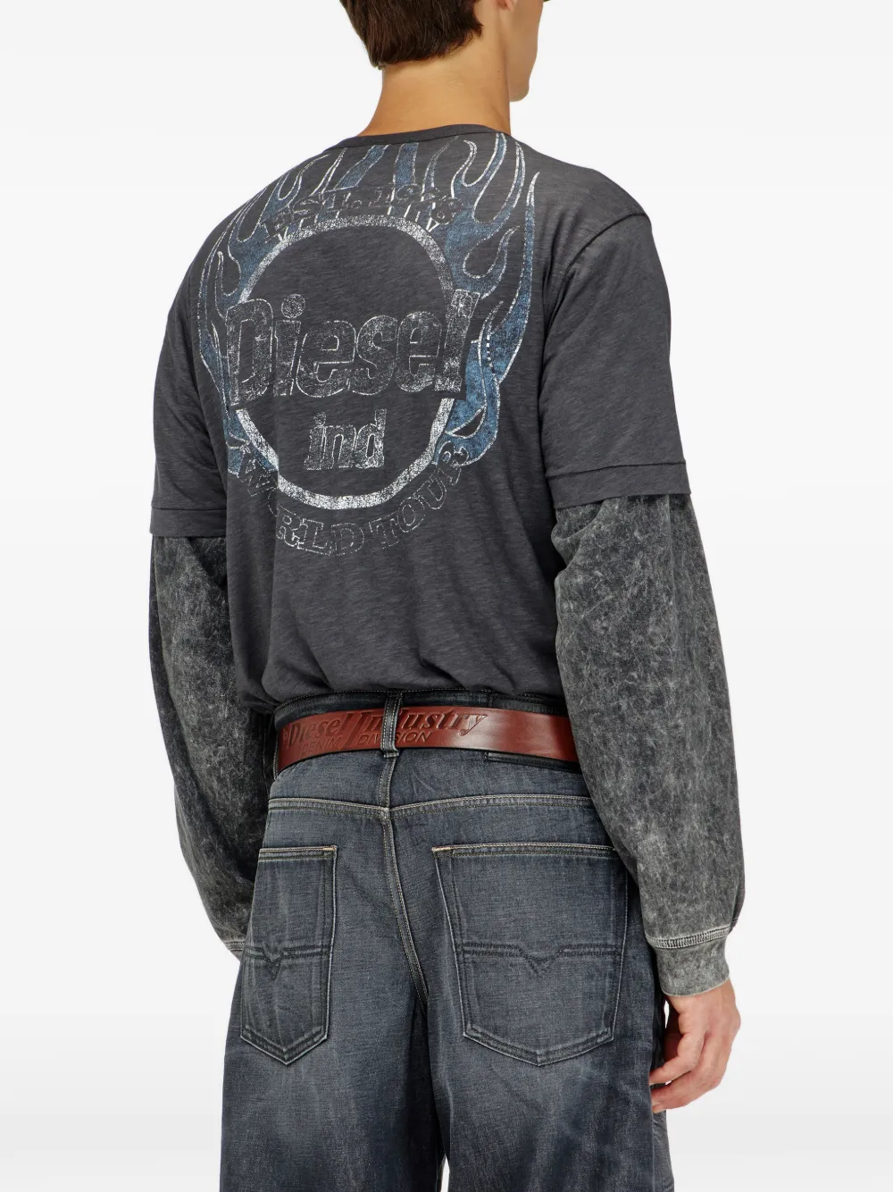 Diesel T-shirt in Slub jersey with crack print Grijs