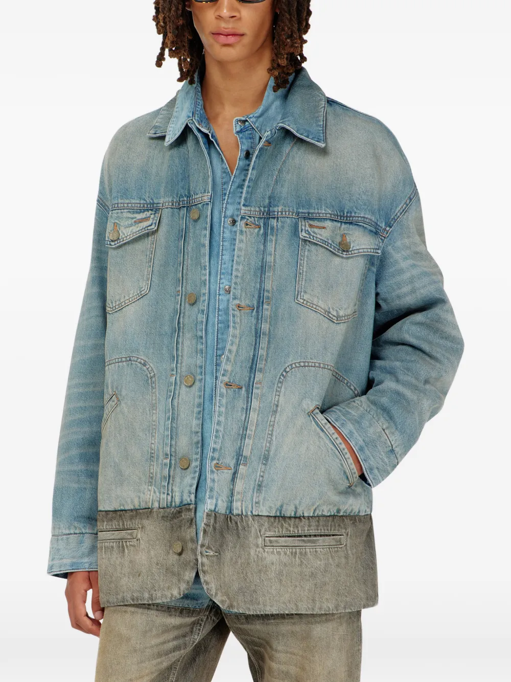 Diesel denim jacket with contrast hem Blauw