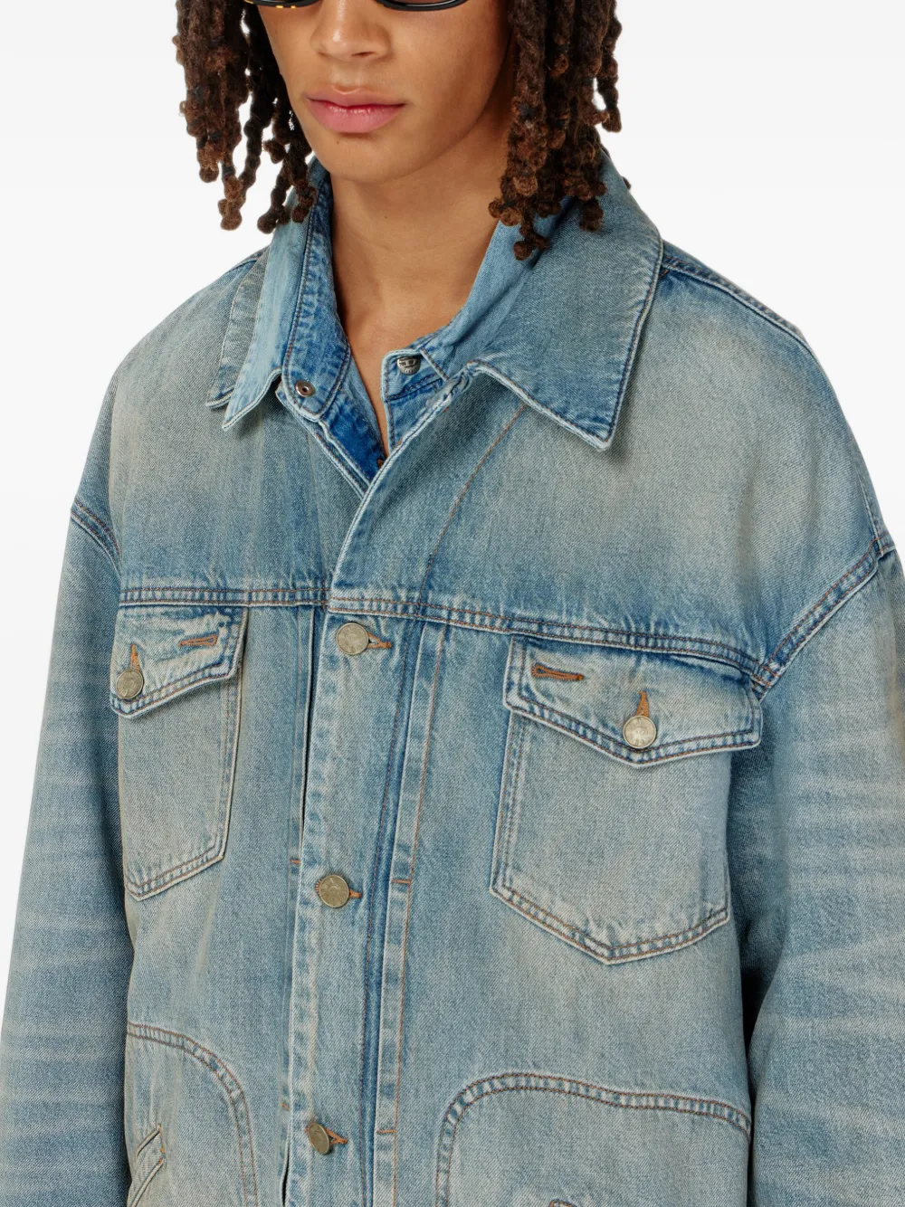 Diesel denim jacket with contrast hem Blauw