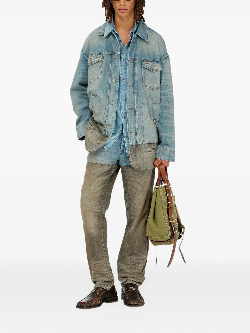 Diesel denim jacket with contrast hem Blauw