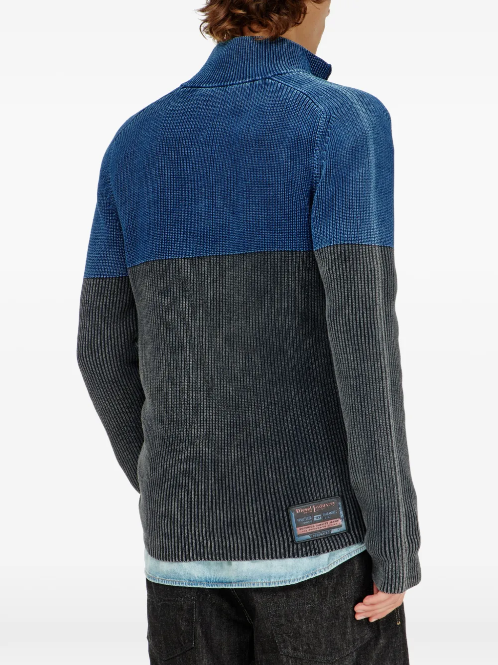 Diesel zip-up cardigan with two-tone denim effect Blauw