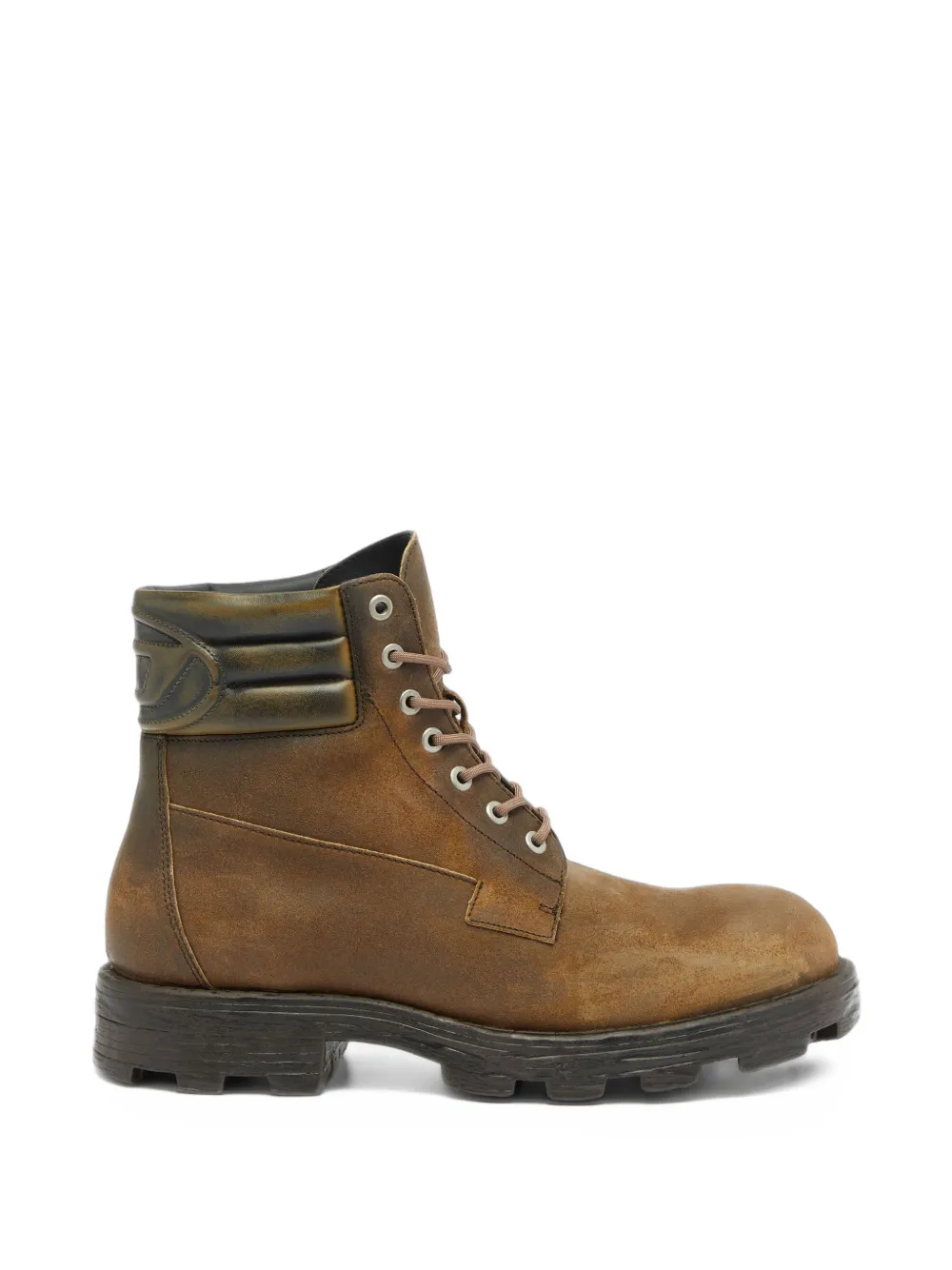 Diesel D-Hammer combat boots on distressed suede - Marrone