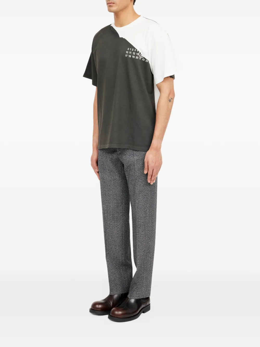 MM6 Maison Margiela Numeric Signature two-tone T-shirt Grijs