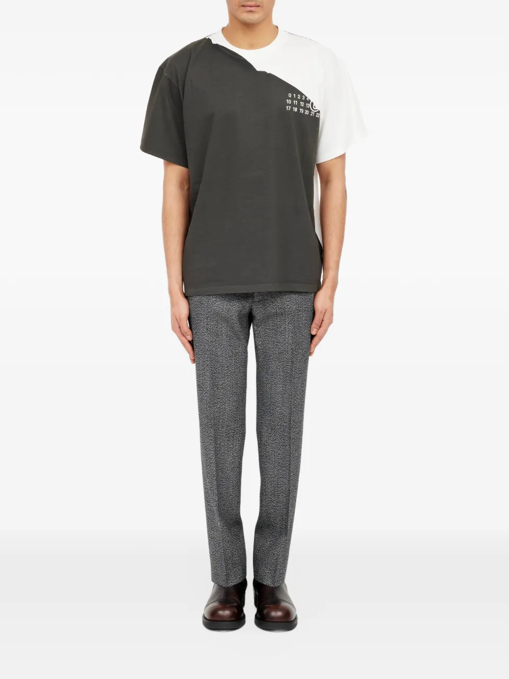 MM6 Maison Margiela Numeric Signature two-tone T-shirt Grijs