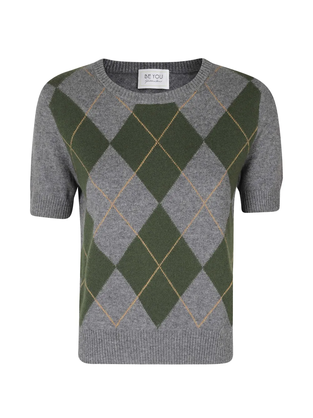 BeYou argyle short-sleeve sweater - Grigio
