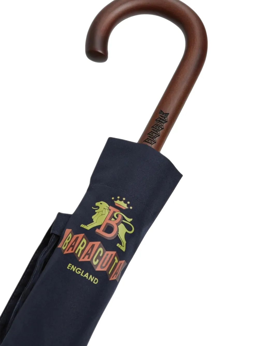 Baracuta logo-print wood-handle umbrella Blauw