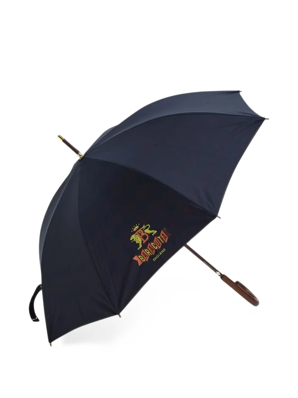 Baracuta logo-print wood-handle umbrella Blauw