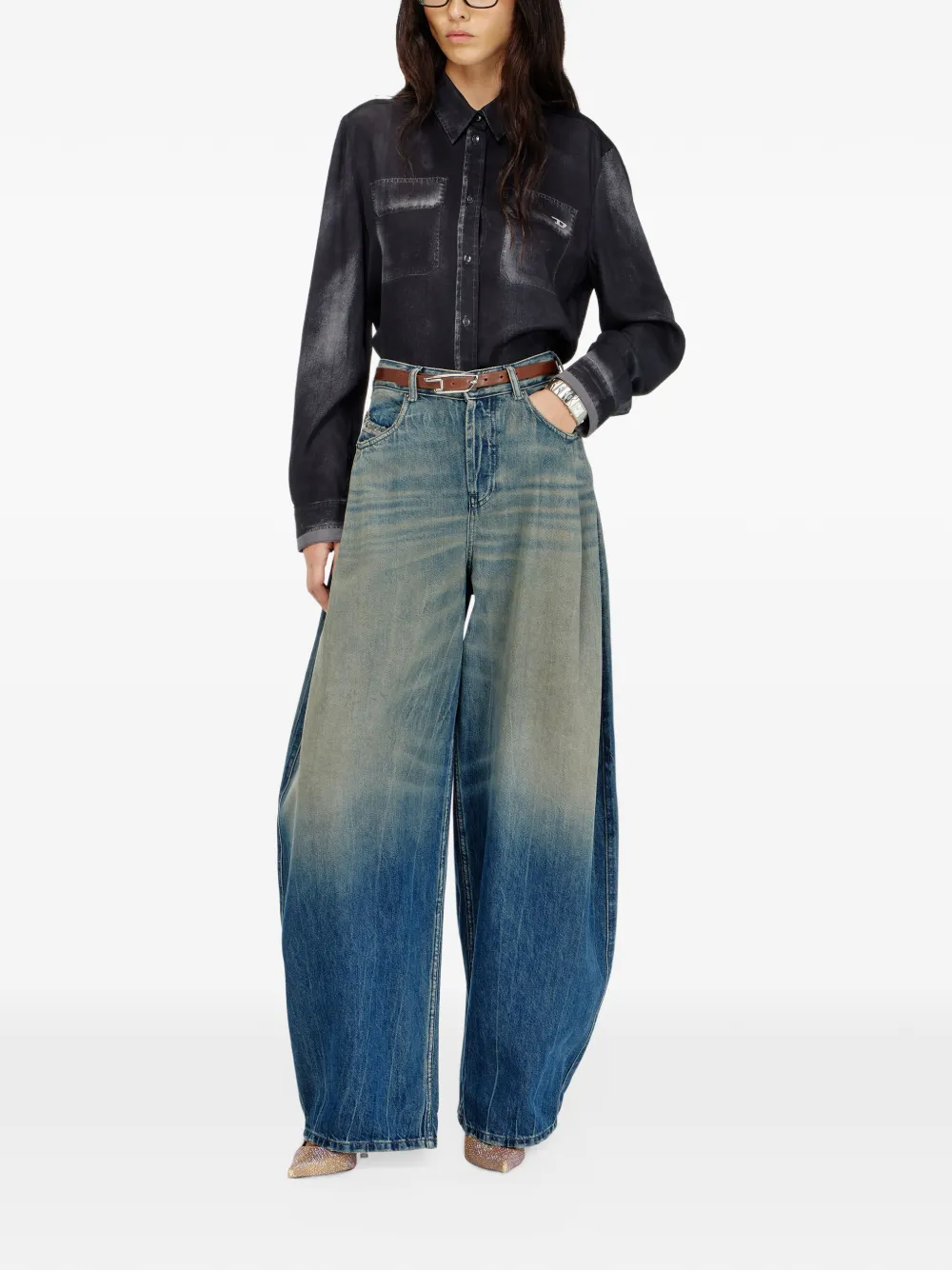 Diesel 1987 D-Khelz ruimvallende high-waist jeans Blauw