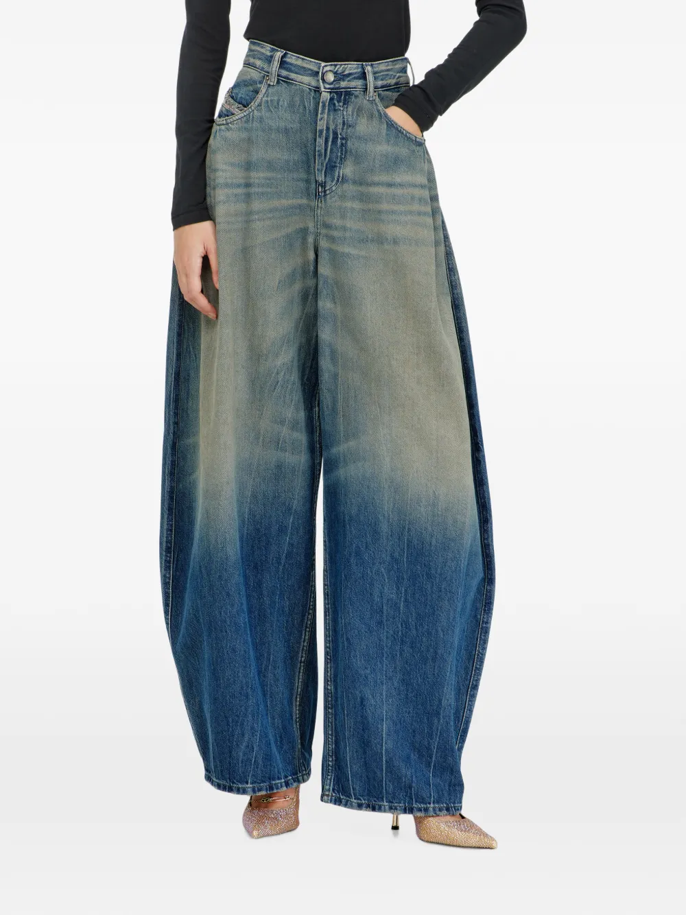 Diesel 1987 D-Khelz ruimvallende high-waist jeans Blauw