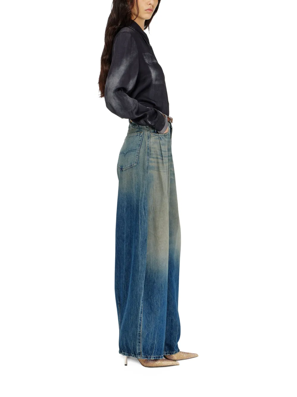 Diesel 1987 D-Khelz ruimvallende high-waist jeans Blauw