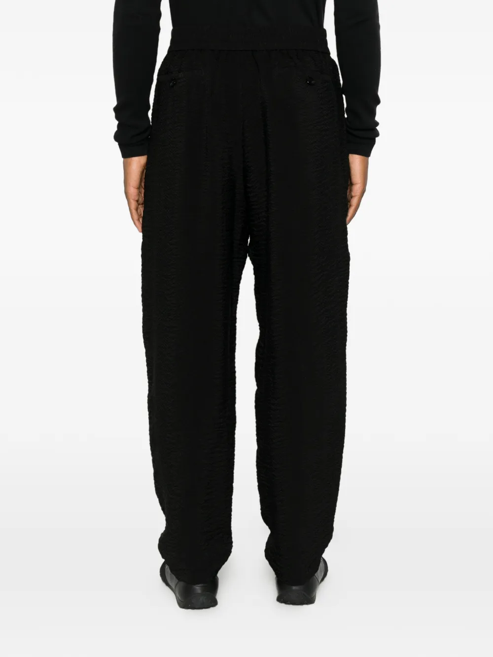 Giorgio Armani textured tapered trousers Zwart