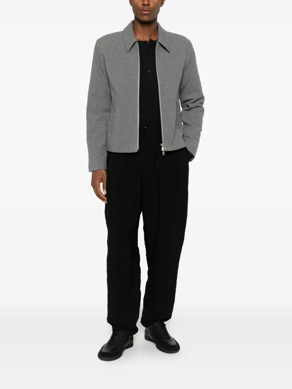Giorgio Armani textured tapered trousers Zwart