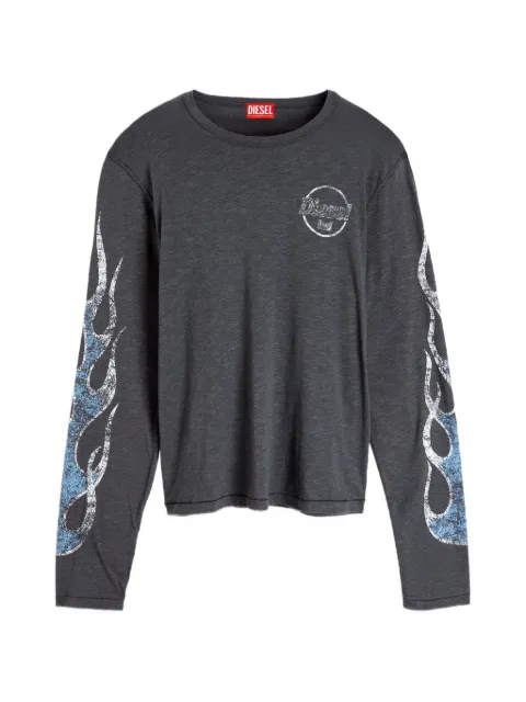 Diesel long-sleeve T-shirt in slub jersey with crack print