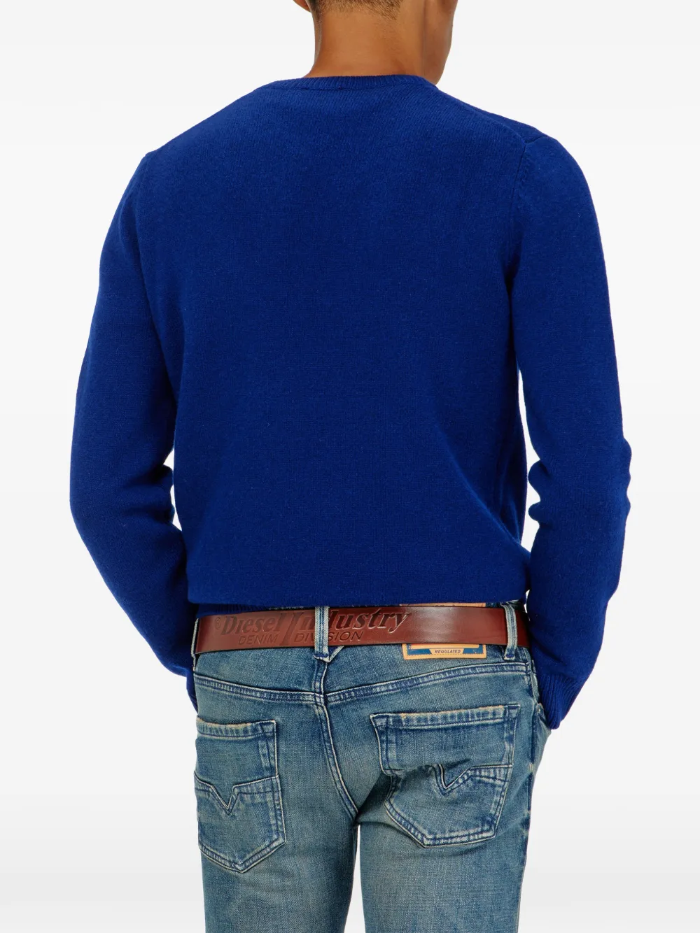 Diesel wool jumper with neck logo Blauw