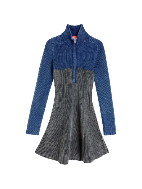 Diesel rib-knit mini dress with two-tone denim effect