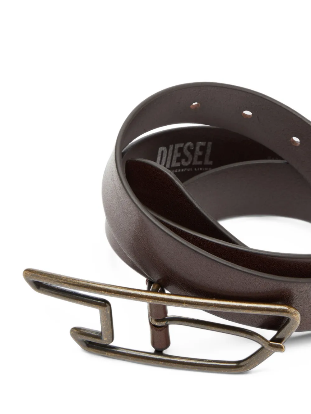 Diesel 3cm leather belt with D-logo buckle Bruin