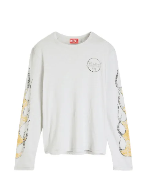 Diesel long-sleeve T-shirt in slub jersey with crack print