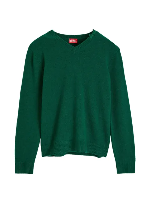 Diesel wool V-neck jumper with neck logo