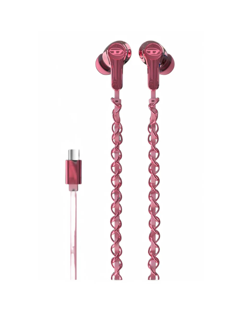 Diesel pink wired earbuds and charms - Rosa
