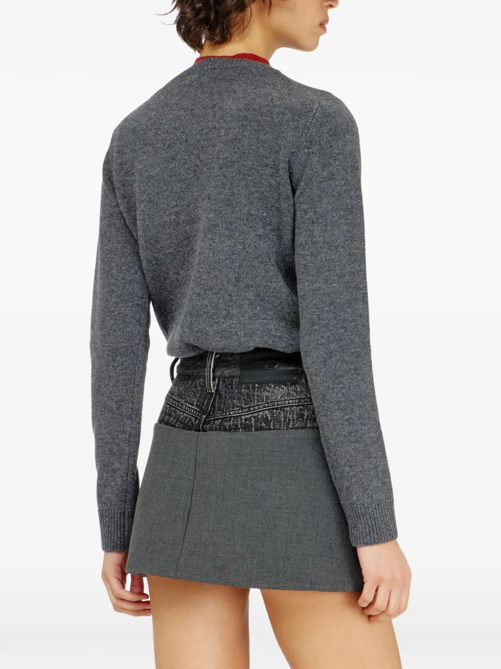 Diesel wool jumper with embroidered neck logo Grijs